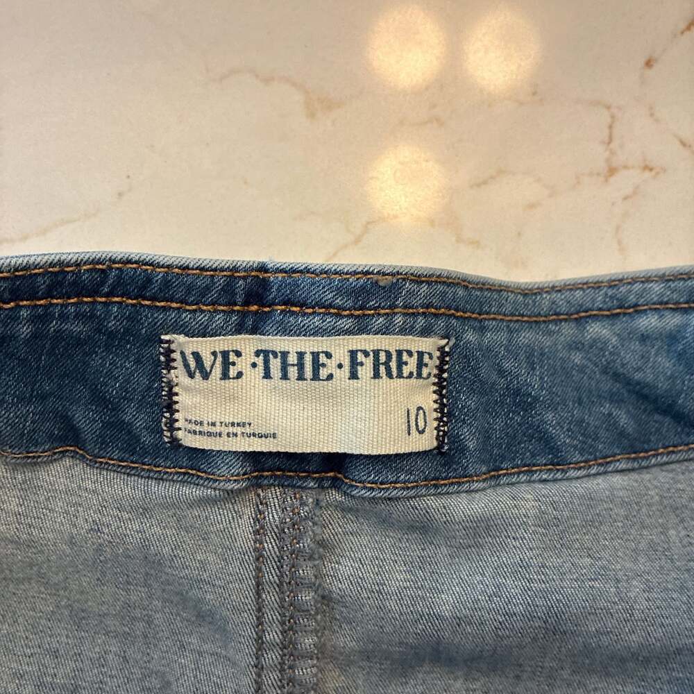 We The Free Free People Layla Light Wash Seamed Denim Mini Skirt Size 10